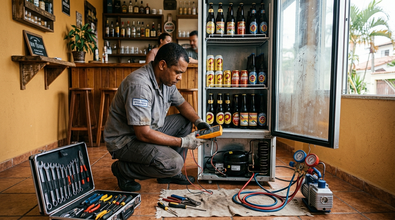 Substituição de termostato de cervejeira em serviço técnico em Manaus‑AM